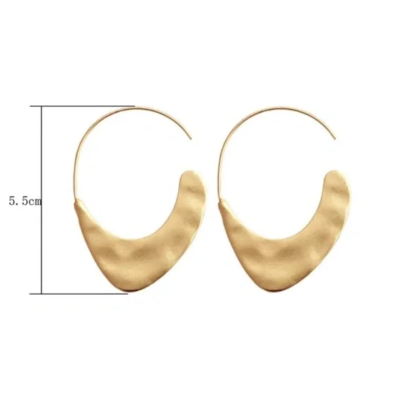 New Anthropologie Gold/ Silver Carissa Crescent Hoop Earrings - Picture 3 of 3